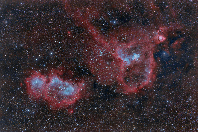The Heart and Soul Nebulae in HaOIIIRGB