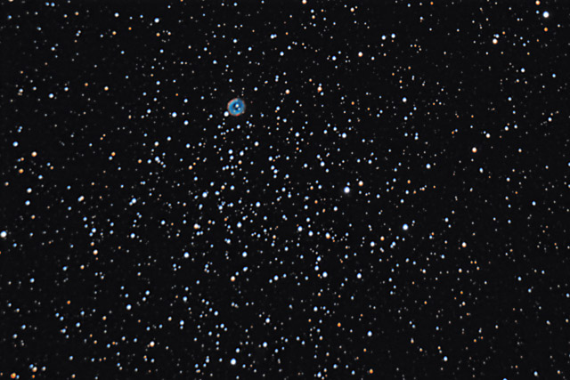 M46 Open Cluster and NGC 2438 Planetary Nebula in Puppis