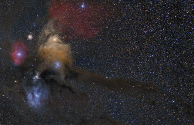 The Rho Ophiuchi Nebulae and the Dark River in HaRGB